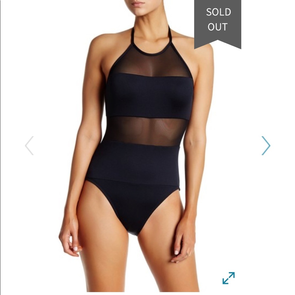 La Blanca Black Solid Speed Hi Neck One Piece